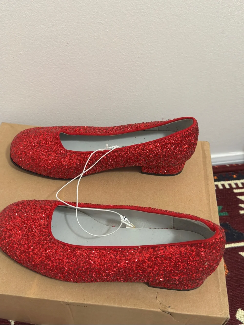 NEW Xhilaration Ruby Red Glitter Block Heel Slipper Party Dress Shoes Size 3